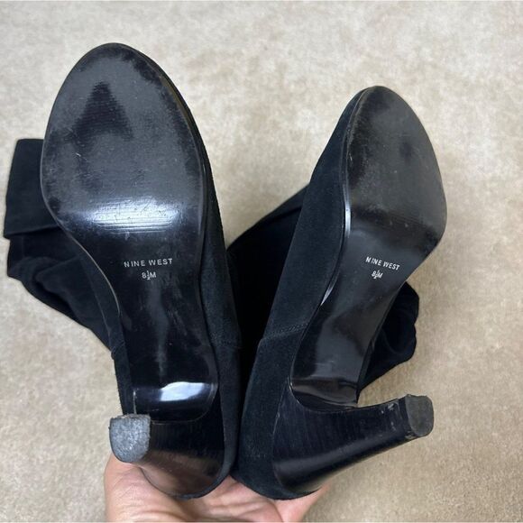 Nine West Womens Black Suede Mid Calf Boots Size 8.5 - Picture 11 of 14